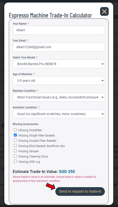 Submit a trade-in request